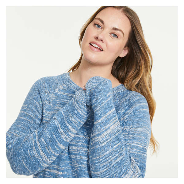 Women+ Crew Neck Knit Sweater - Blue Mix
